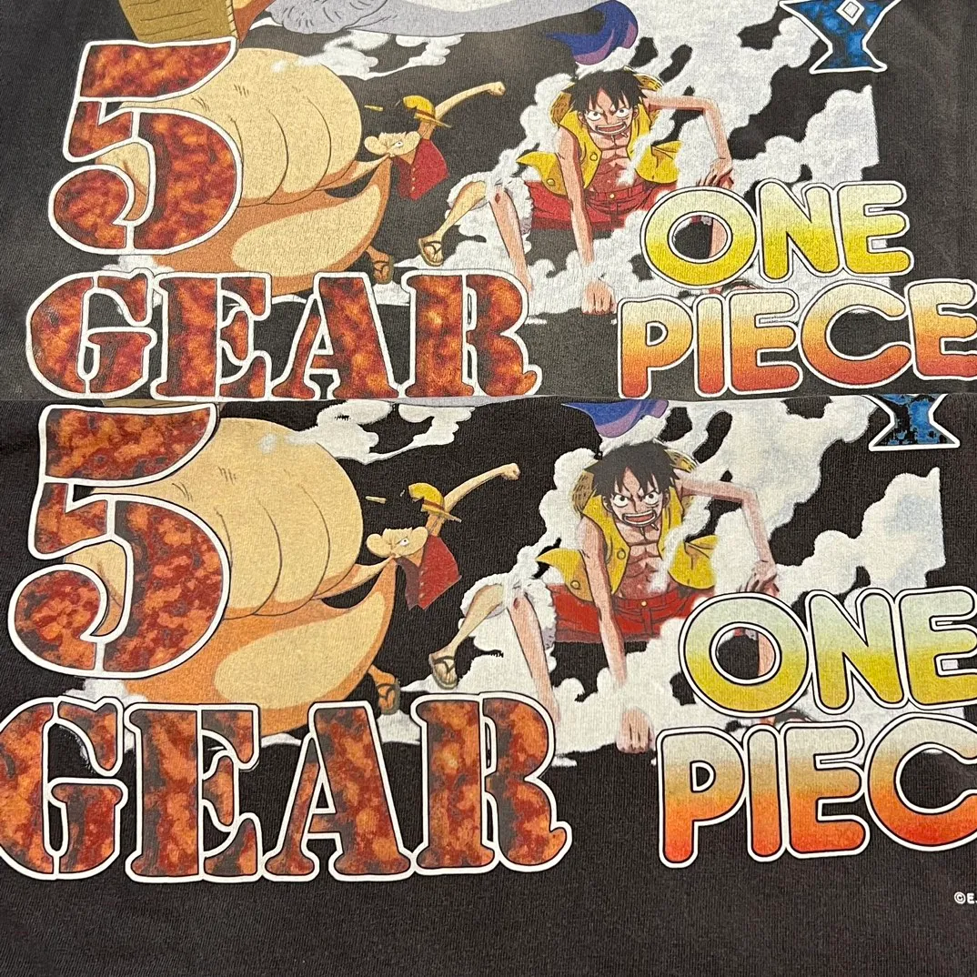 Printing proofing SAINT MICHAEL x ONE PIECE One Piece joint model washed and distressed short-sleeved, washed black S-XL